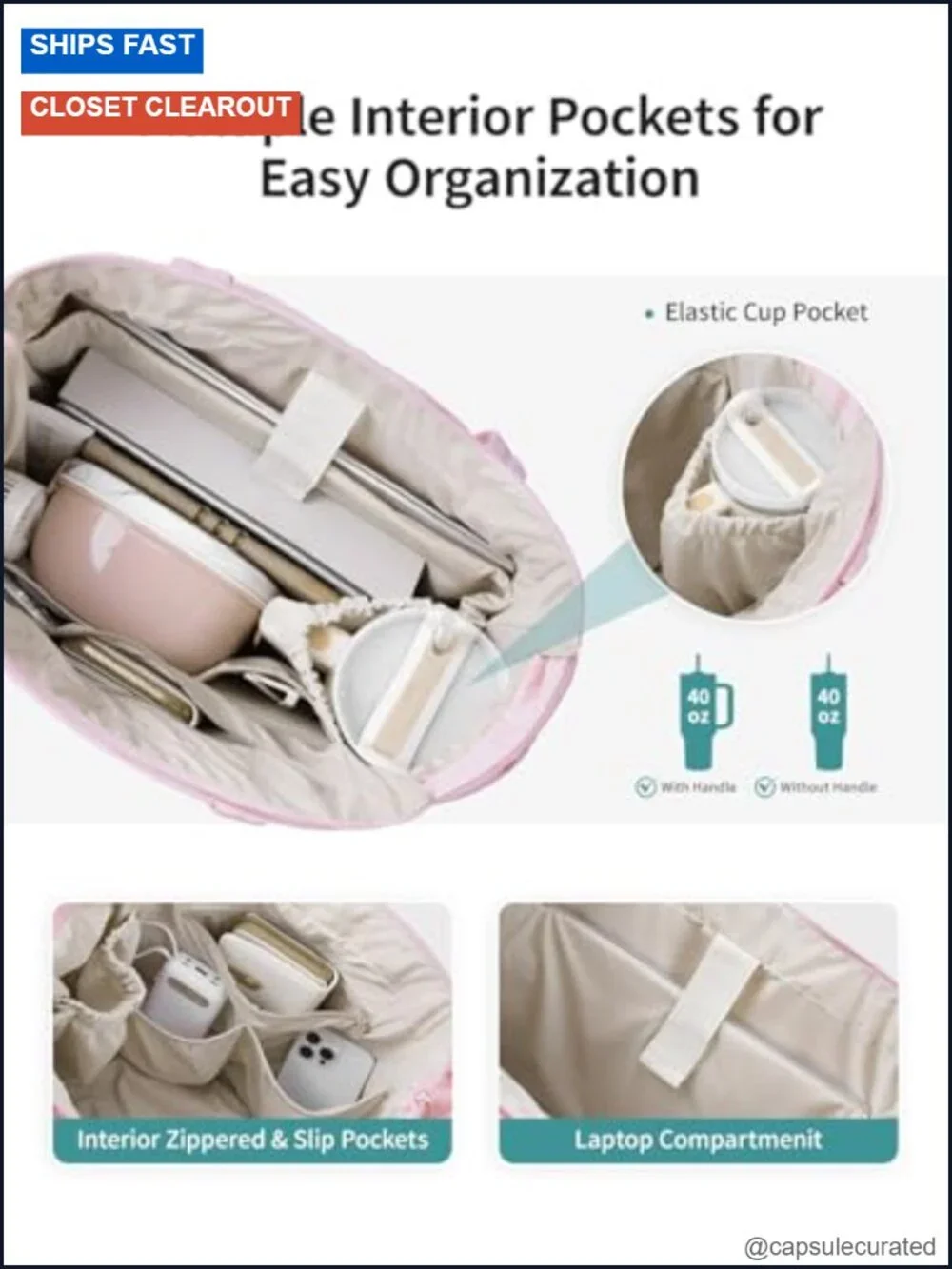 Nylon Quilted Puffer Tote Bag Work Nurse Teacher Travel Gym Tote